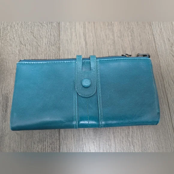 Roulens Leather Wallet Teal Turquoise Security Protected - Picture 1 of 7